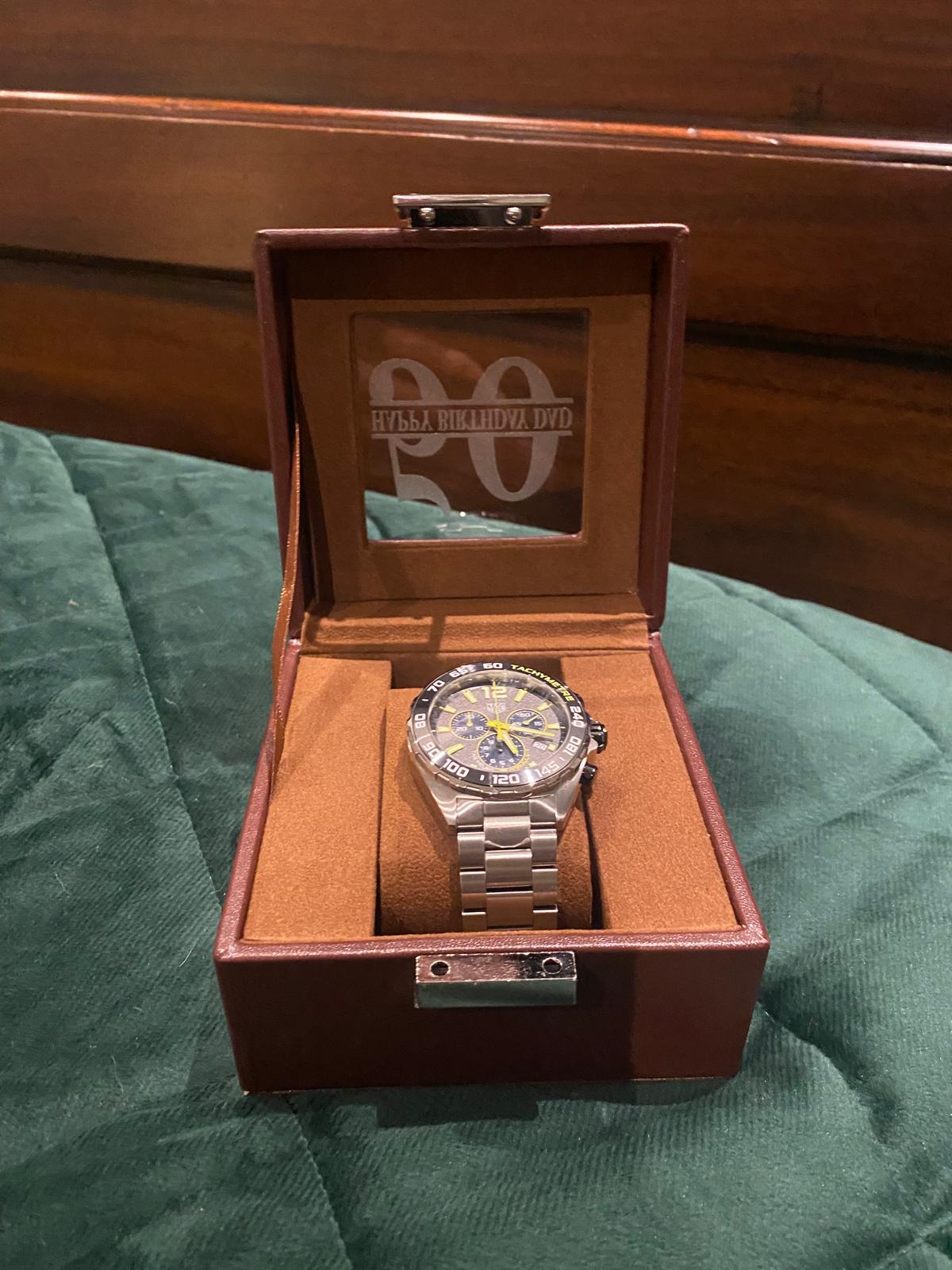 Personalised Leather Watch Gift Box - 1 - Luxury display case with window for birthday or special occasion