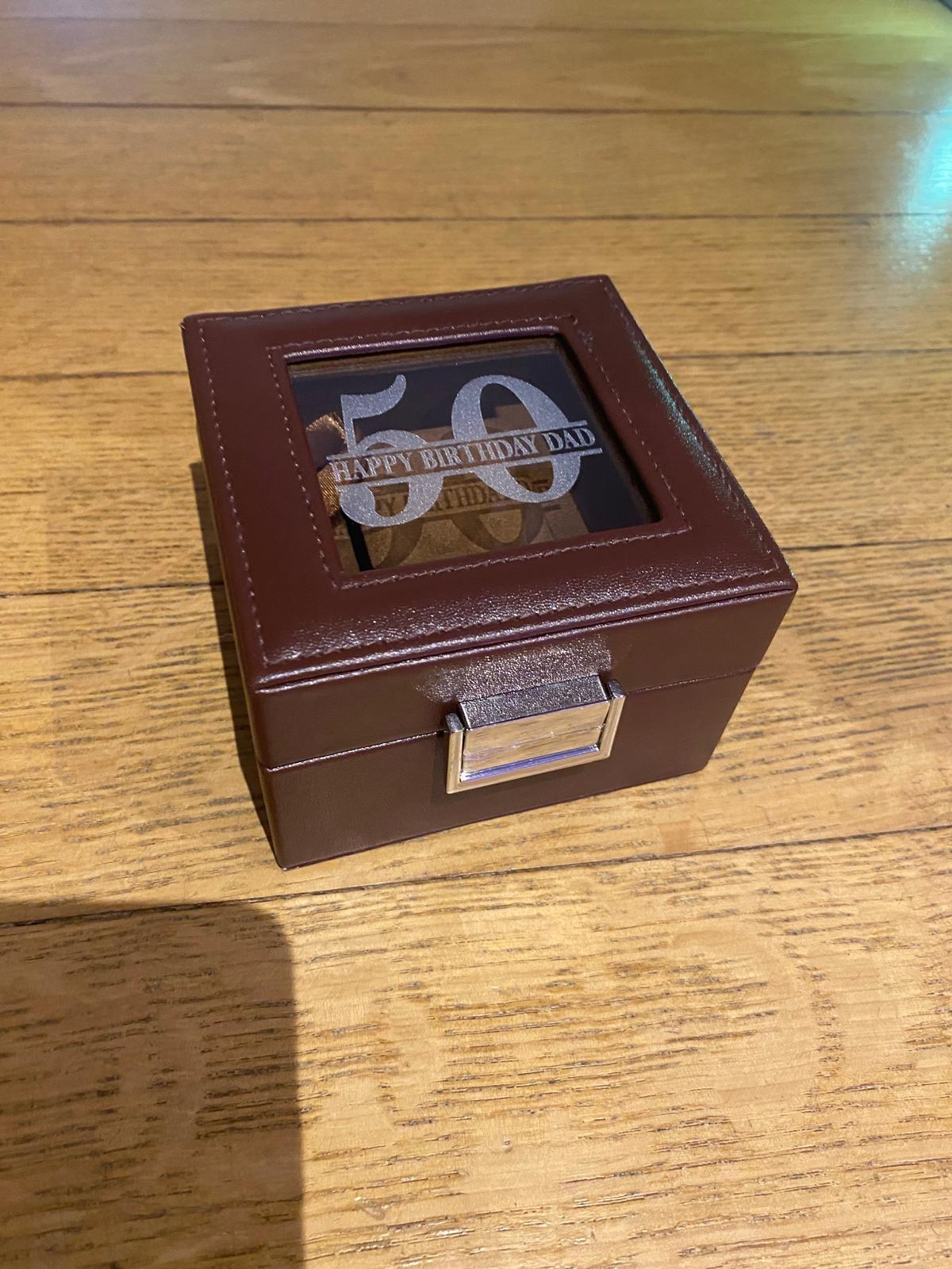 Personalised Leather Watch Gift Box - 1 - Luxury display case with window for birthday or special occasion thumbnail 4