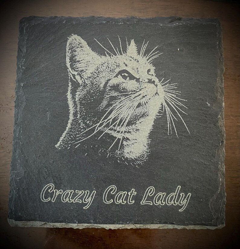 Personalised Slate Pet Portrait Coasters - Square - Custom engraved pet home décor for dog and cat lovers thumbnail 5