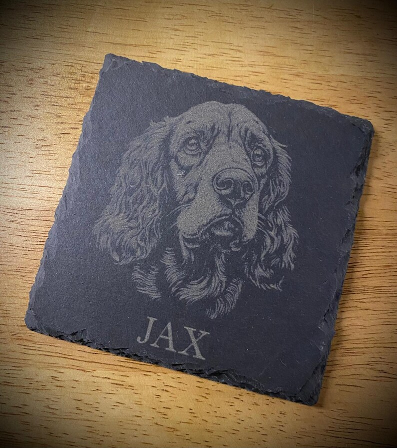 Personalised Slate Pet Portrait Coasters - Square - Custom engraved pet home décor for dog and cat lovers thumbnail 6