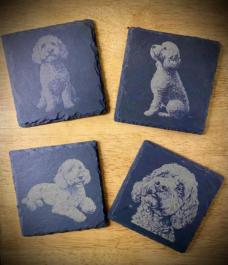 Personalised Slate Pet Portrait Coasters - Square - Custom engraved pet home décor for dog and cat lovers thumbnail 7
